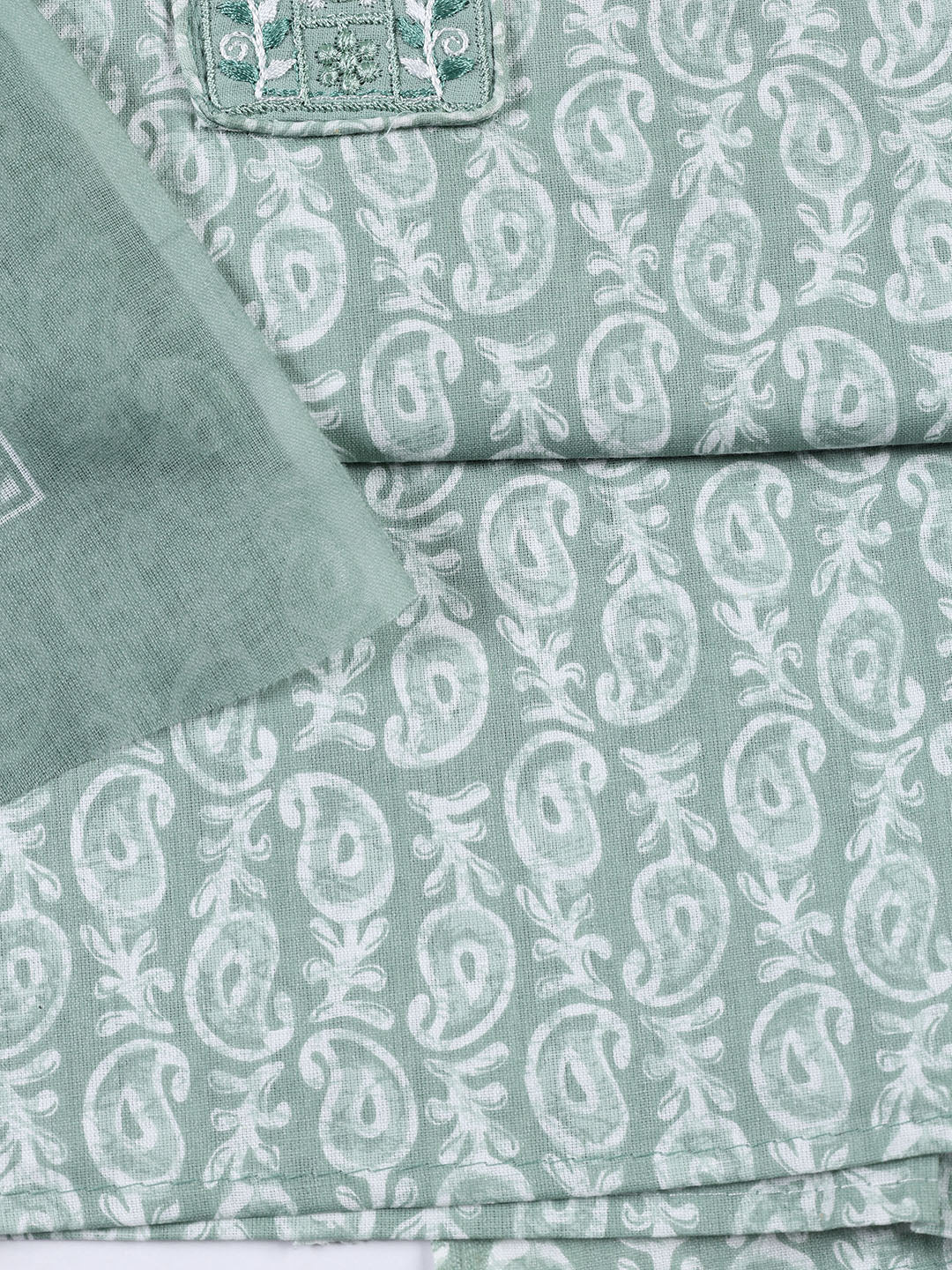 Neck Patti Cotton Blend Unstitched Suit With Dupatta