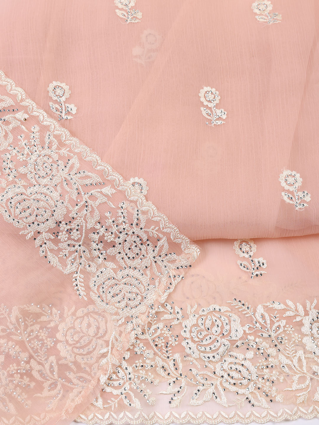 Embroidered Organza Unstitched Suit With Dupatta