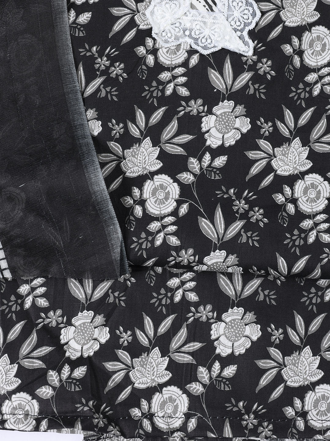 Printed Cotton Blend Unstitched Suit With Dupatta