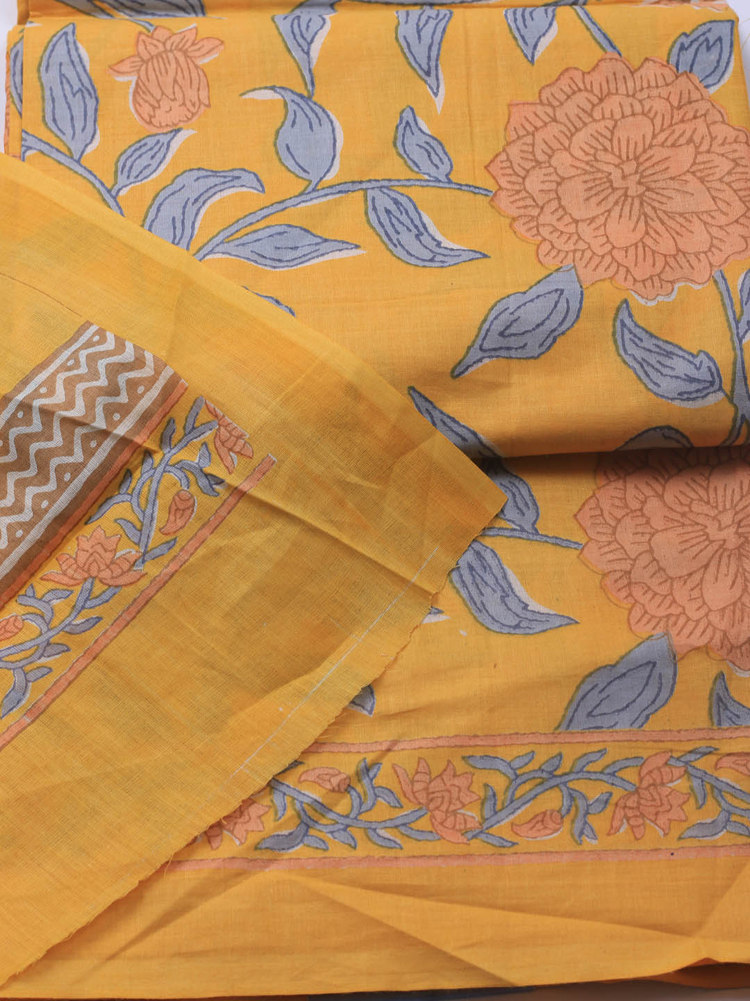 Printed Cotton Blend Unstitched Suit Piece With Dupatta
