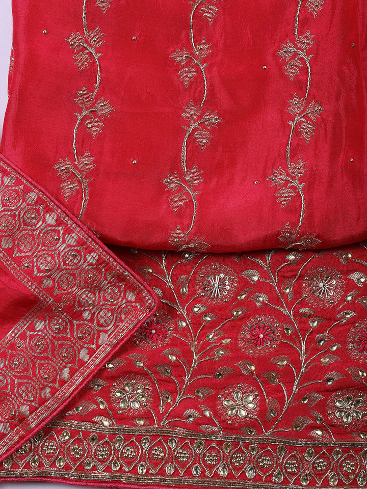 Woven Art Silk Unstitched Suit Piece With Dupatta