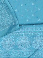 Neck Work Cotton Blend Unstitched Suit With Dupatta