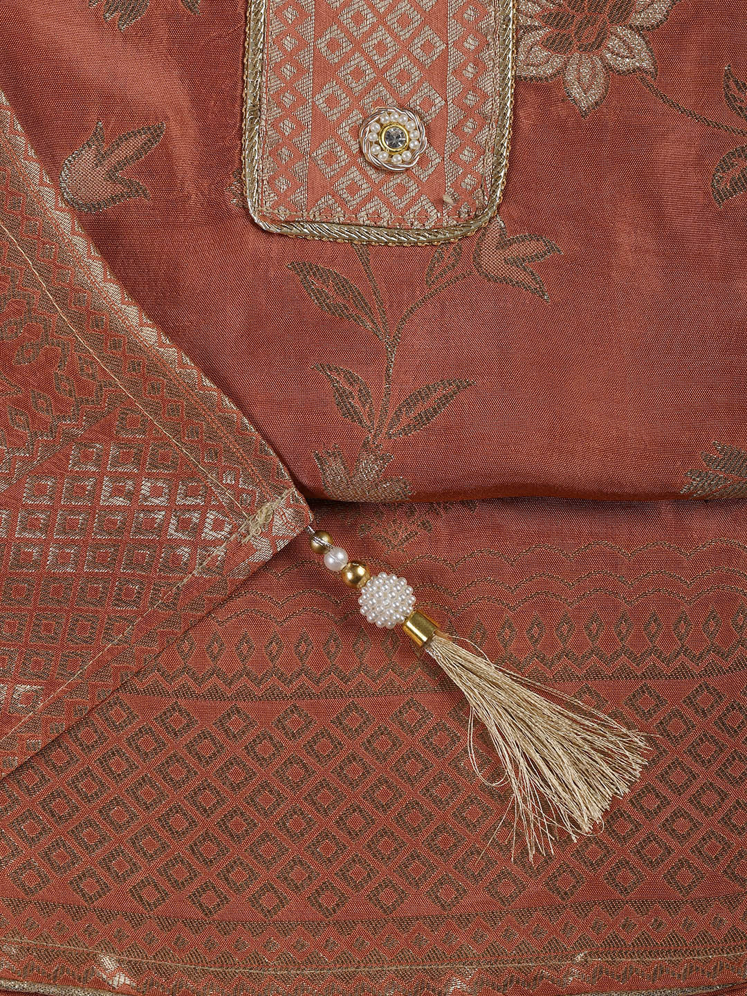 Embroidery Chanderi Unstitched Suit With Dupatta