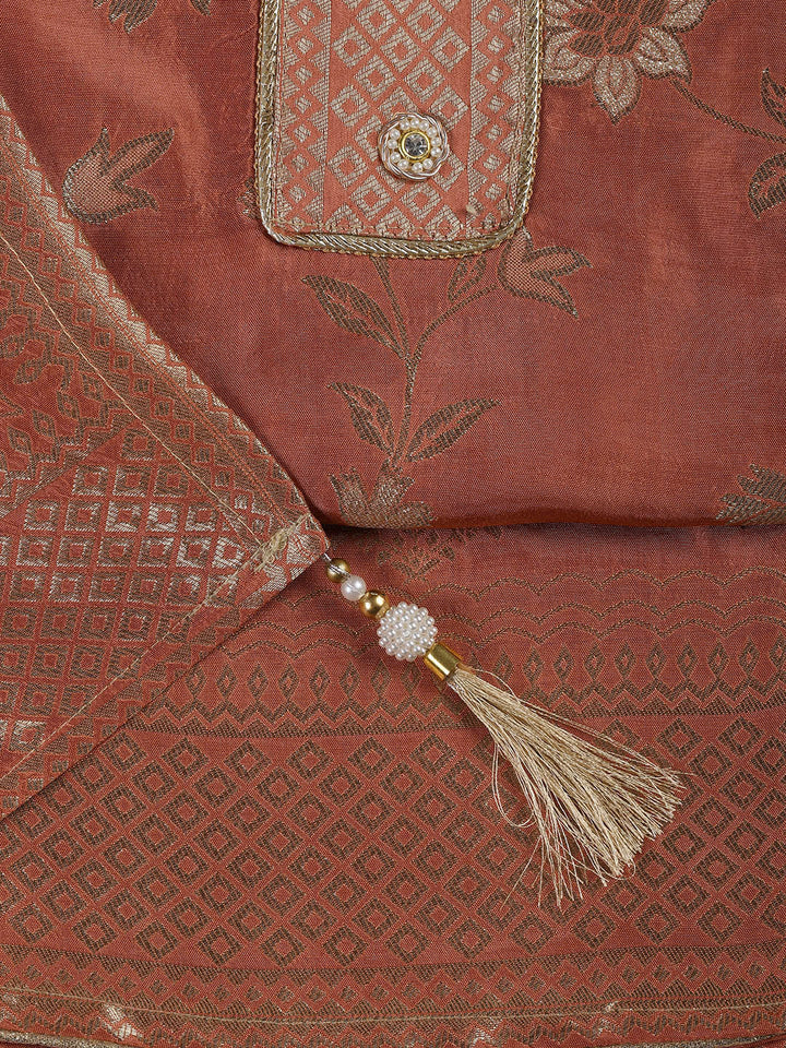 Embroidery Chanderi Unstitched Suit With Dupatta