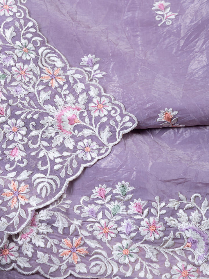 Embroidered Tissue Unstitched Suit With Dupatta