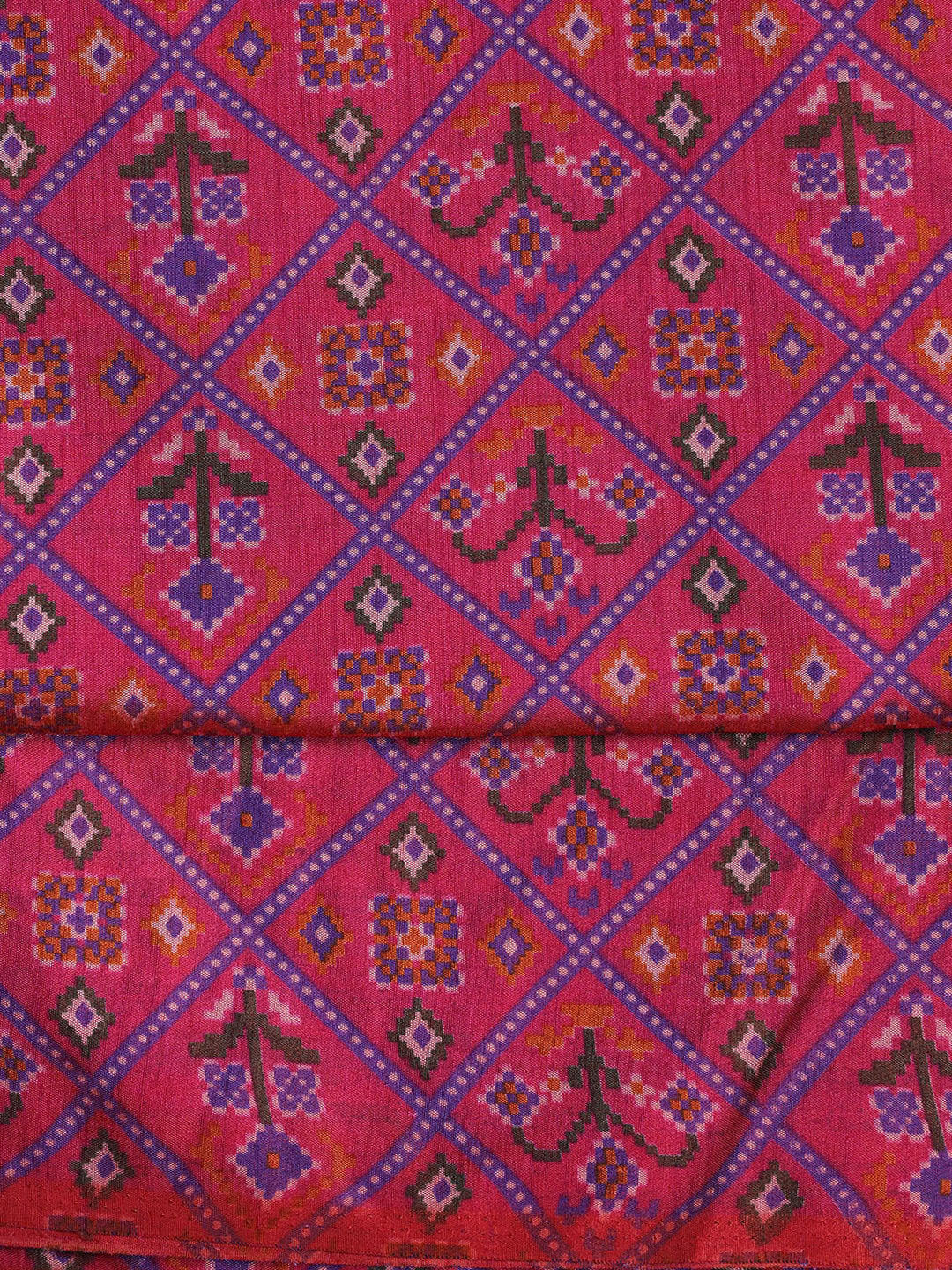 Printed Chanderi Unstitched Suit With Dupatta