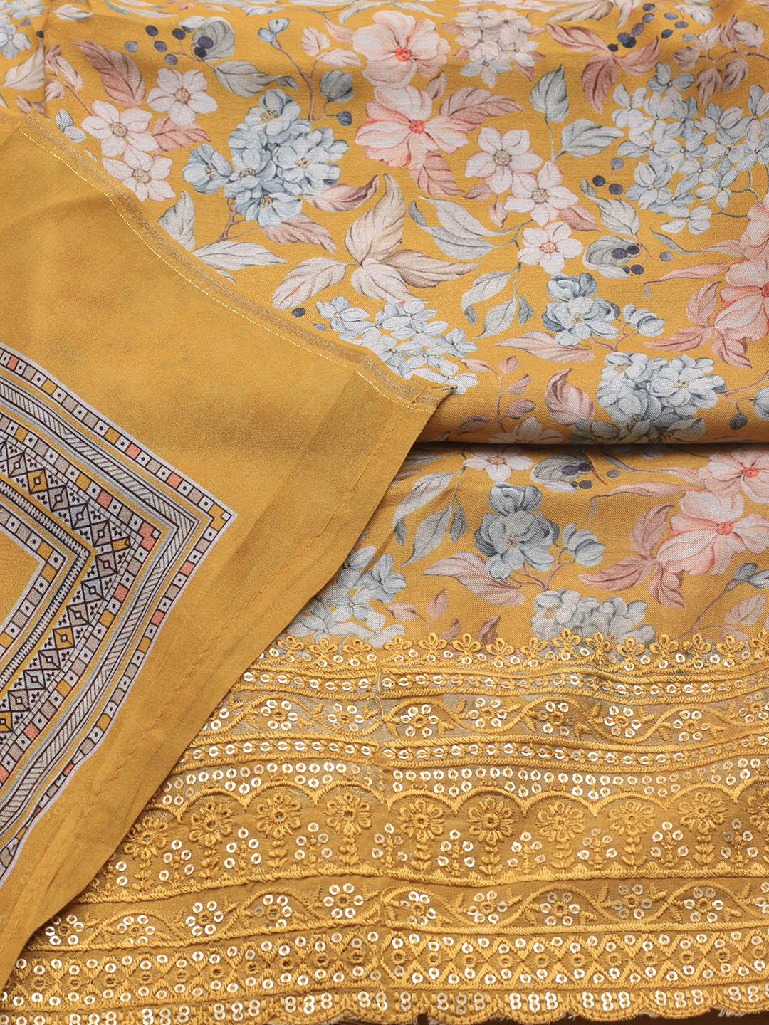 Printed Muslin Unstitched Suit With Dupatta