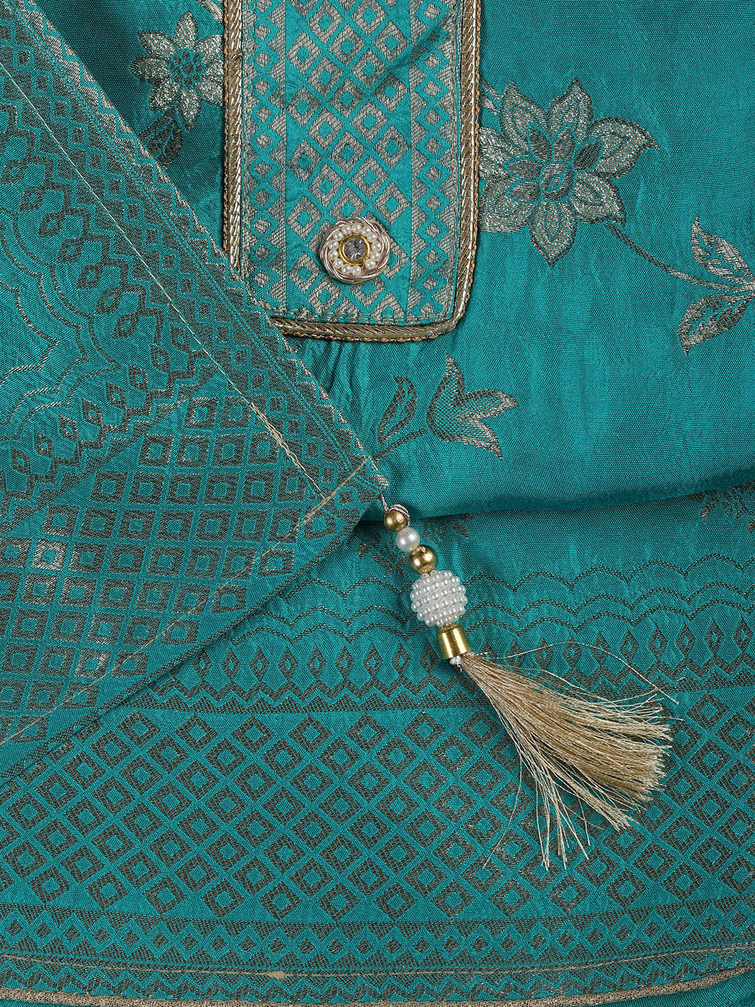Embroidery Chanderi Unstitched Suit With Dupatta