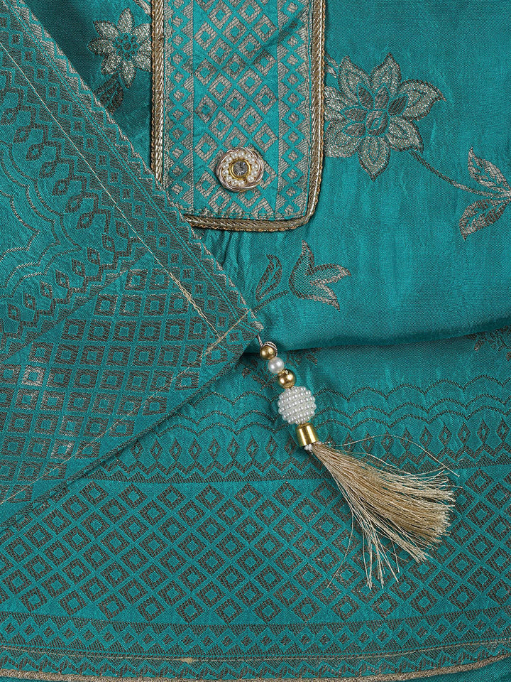 Embroidery Chanderi Unstitched Suit With Dupatta
