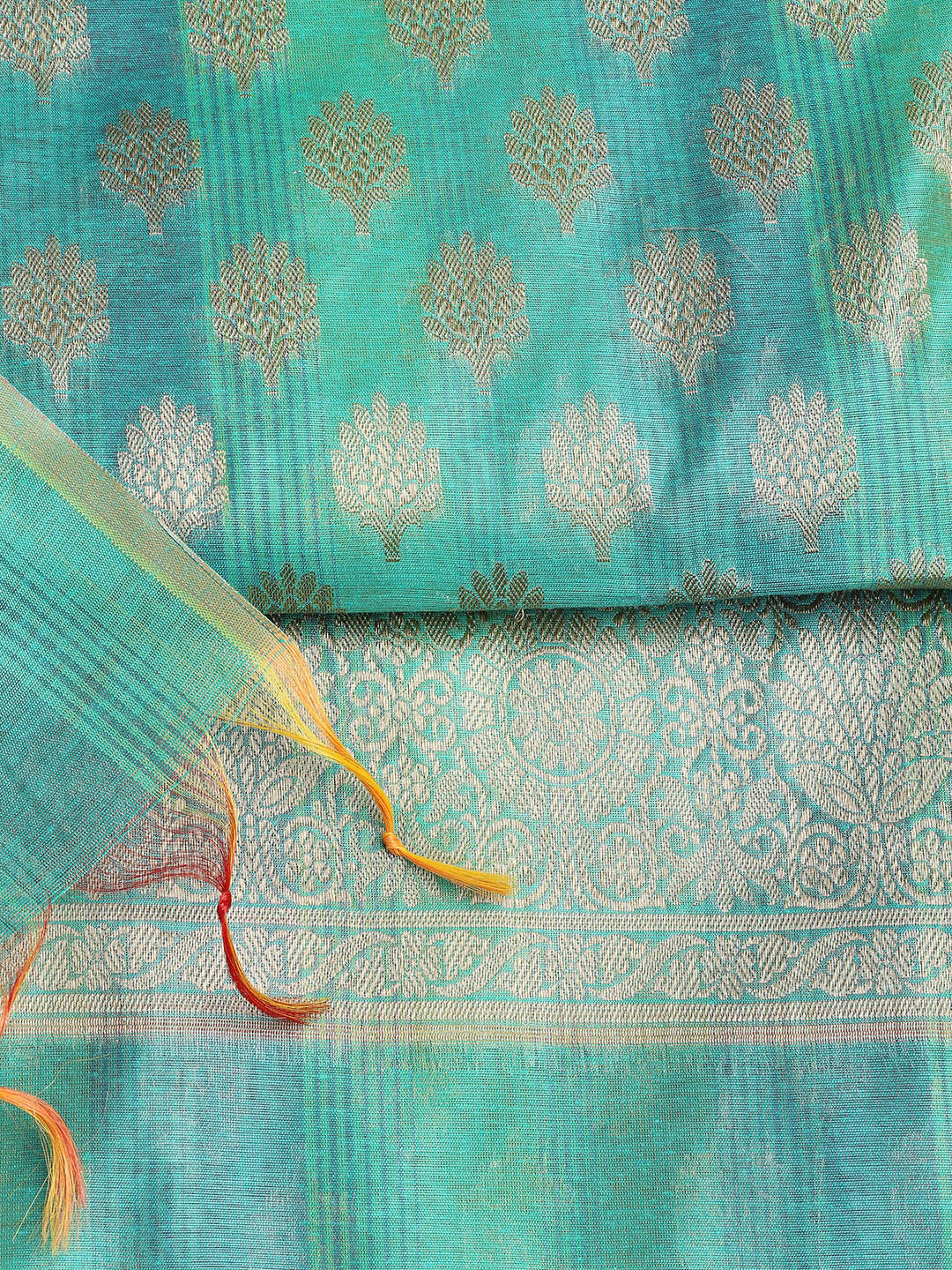 Woven Chanderi Unstitched Suit With Dupatta