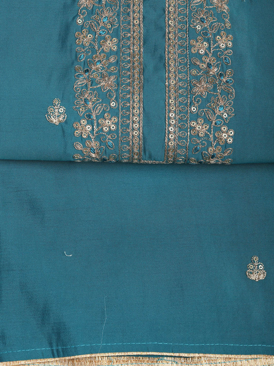 Embroidered Chanderi Unstitched Suit Piece With Dupatta