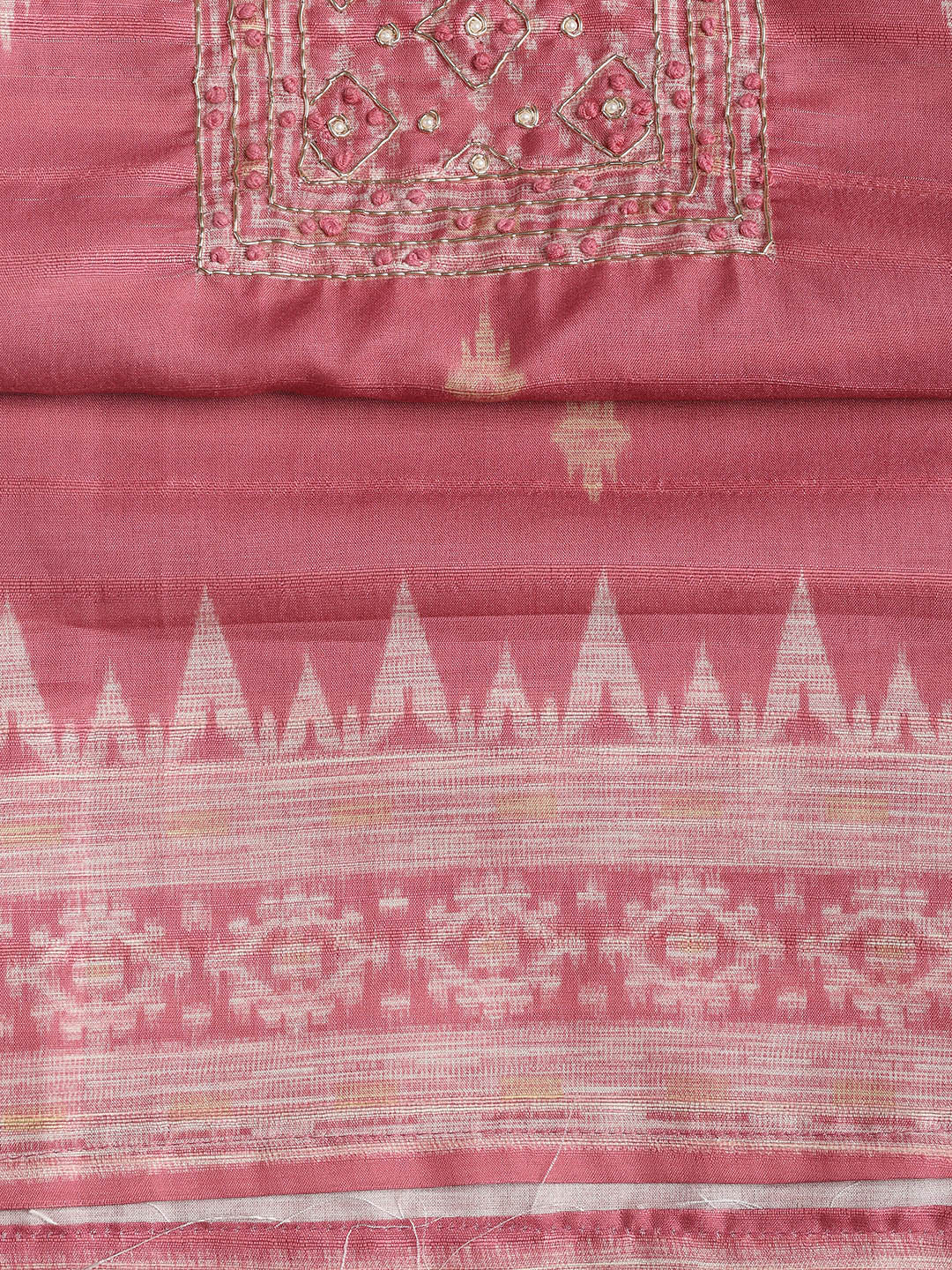 Embroidered Chanderi Unstitched Suit Piece With Dupatta