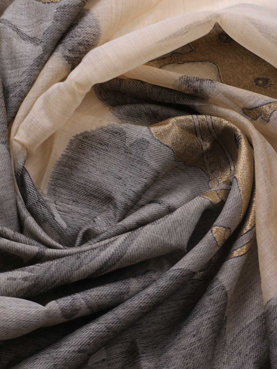 Jamdhani Chanderi Unstitched Suit Piece With Dupatta