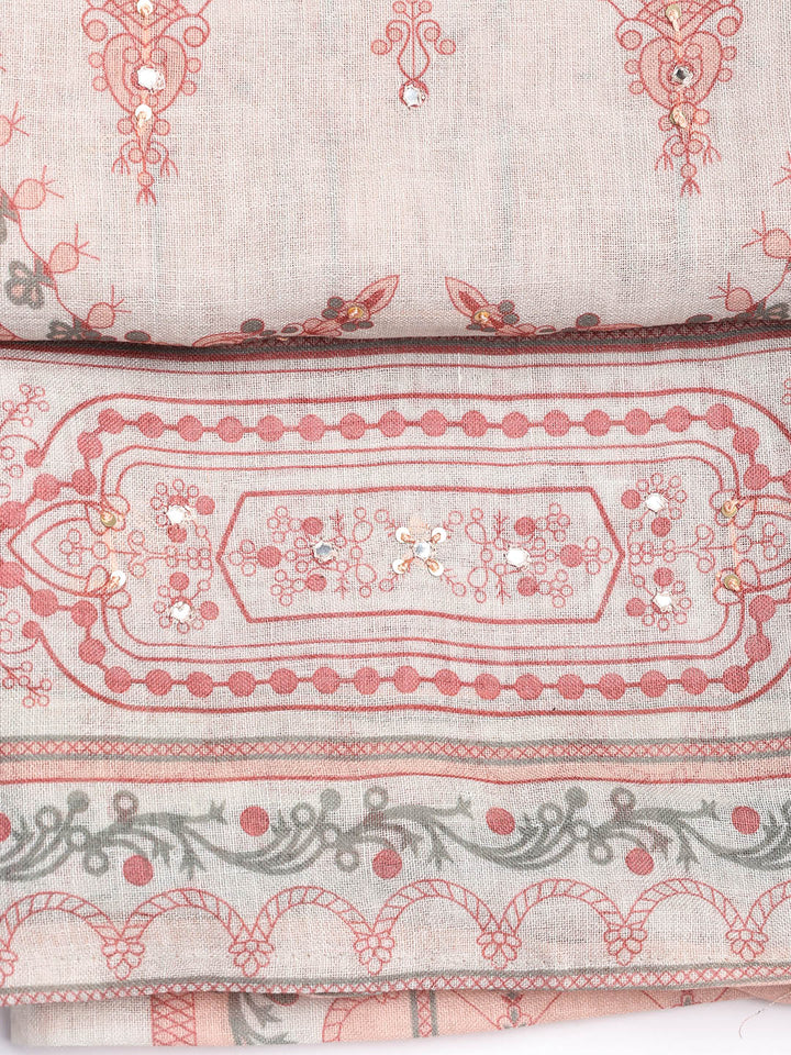 Printed Linen Unstitched Suit With Dupatta