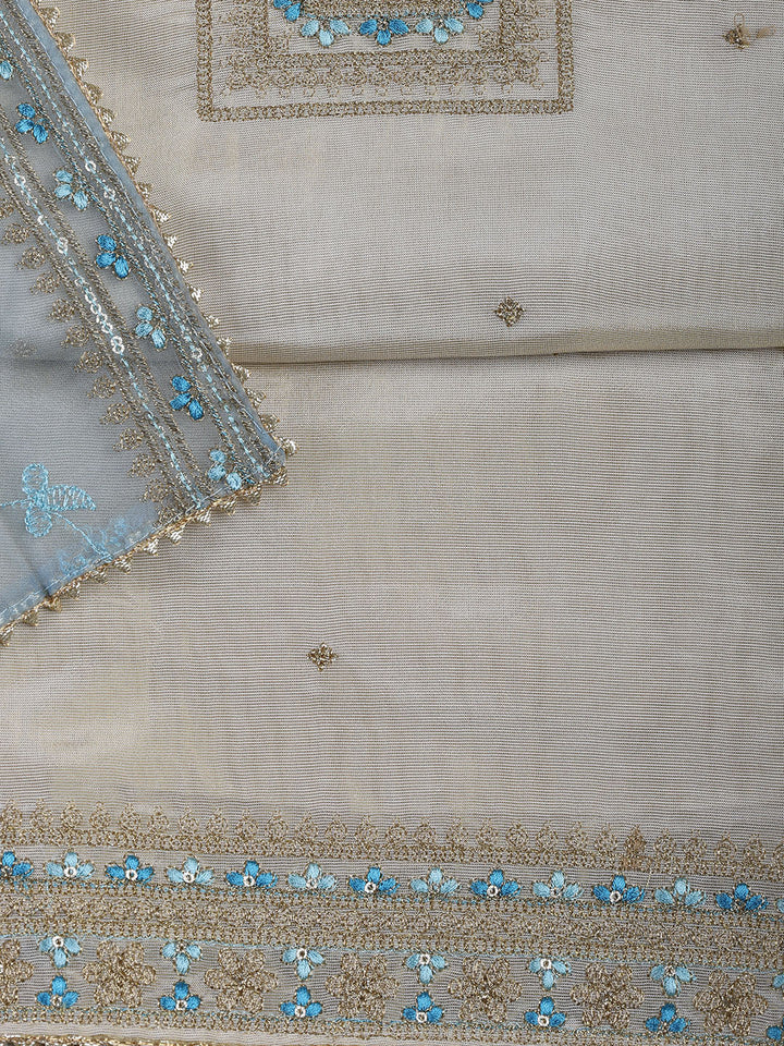 Neck Embroidery Tissue Unstitched Suit With Dupatta