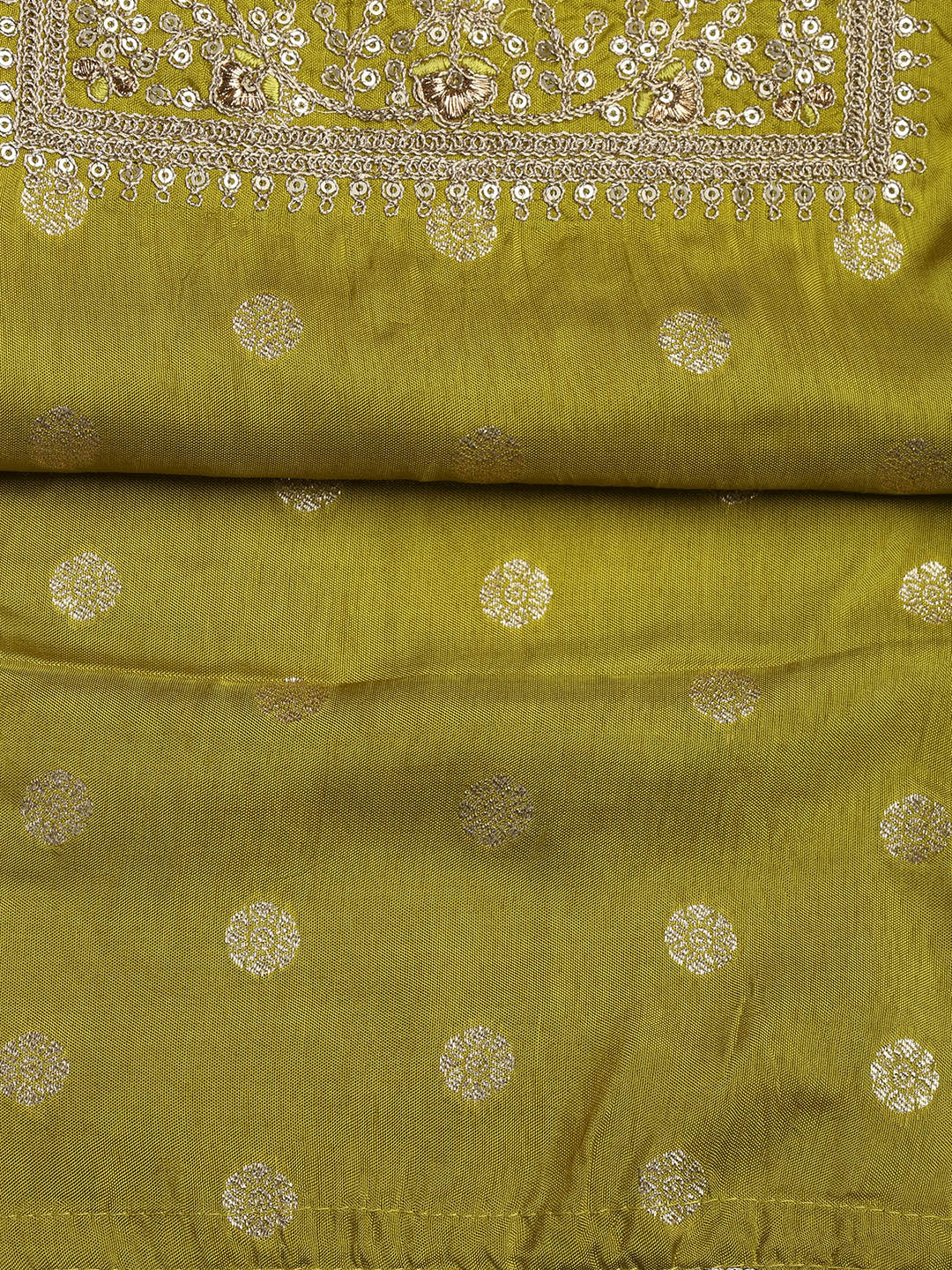 Embroidered Chanderi Unstitched Suit With Dupatta