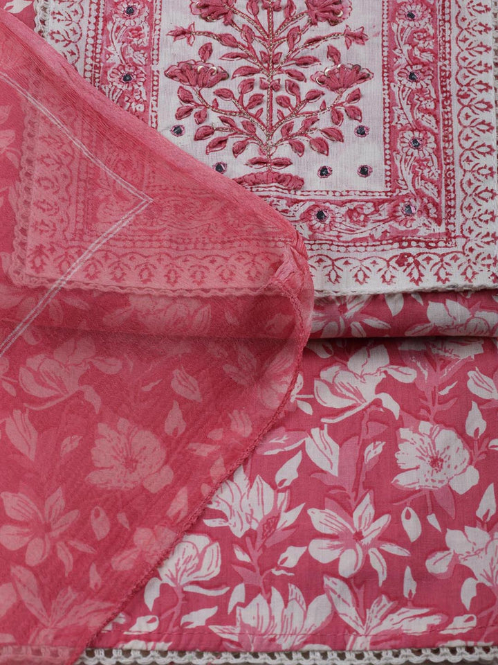 Printed Cotton Blend Unstitched Suit Piece With Dupatta