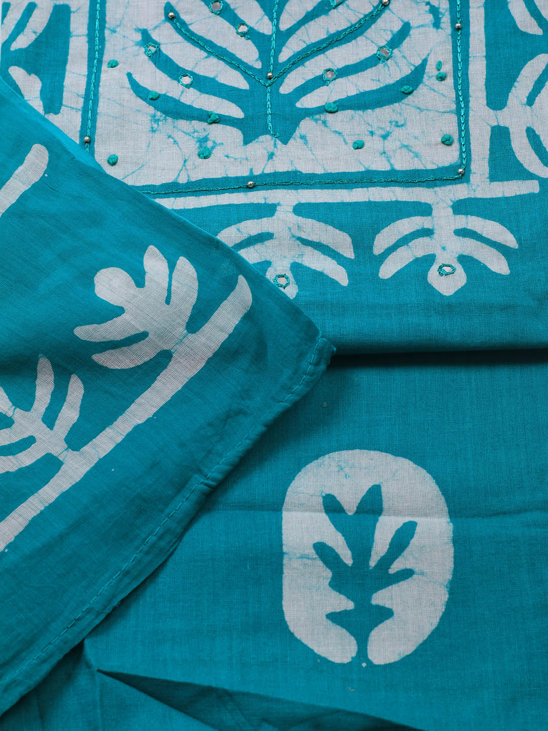Printed Cotton Blend Unstitched Suit With Dupatta
