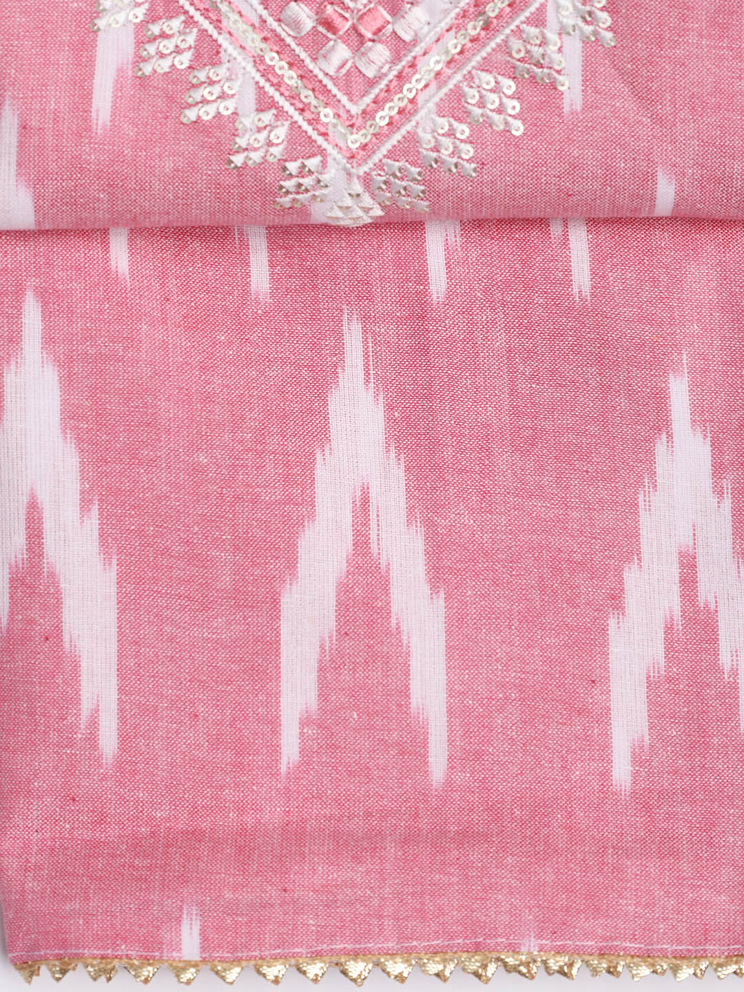 Neck Embroidered Cotton Blend Unstitched Suit Piece With Dupatta