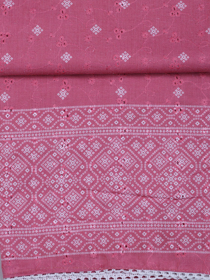 Neck Work Cotton Blend Unstitched Suit With Dupatta