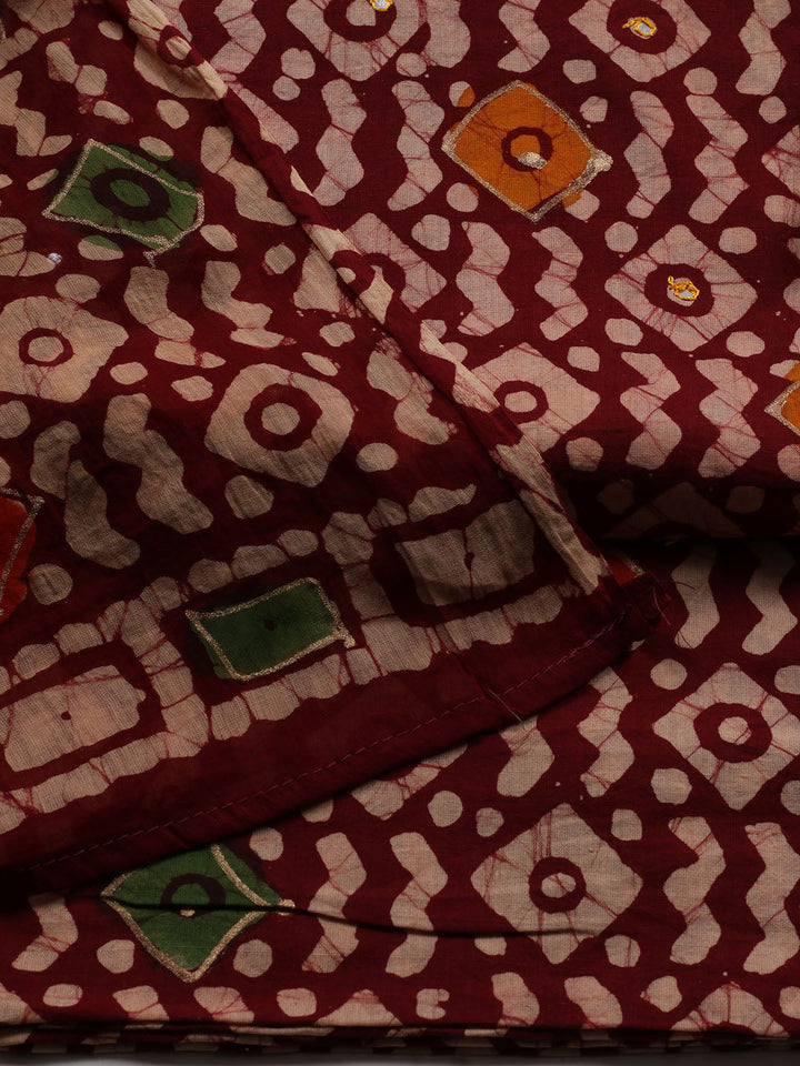 Printed Cotton Blend Unstitched Suit With Dupatta