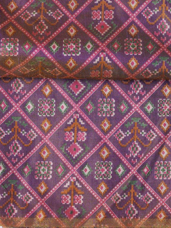 Printed Chanderi Unstitched Suit With Dupatta