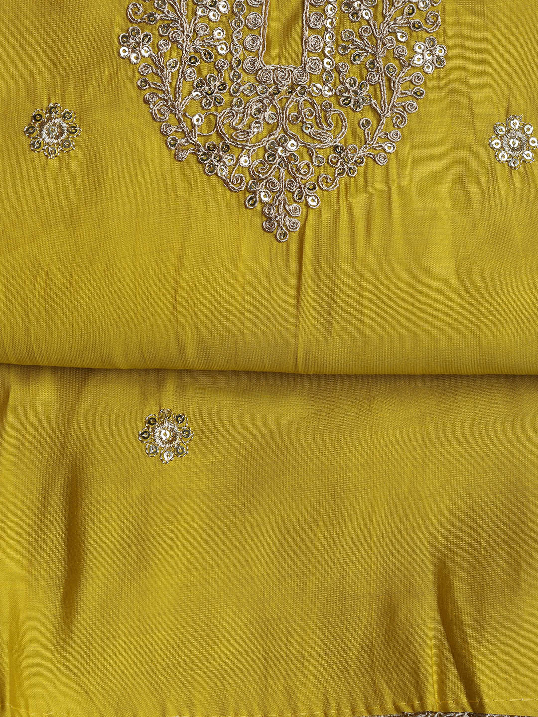Neck Embroidery Chanderi Unstitched Suit With Dupatta