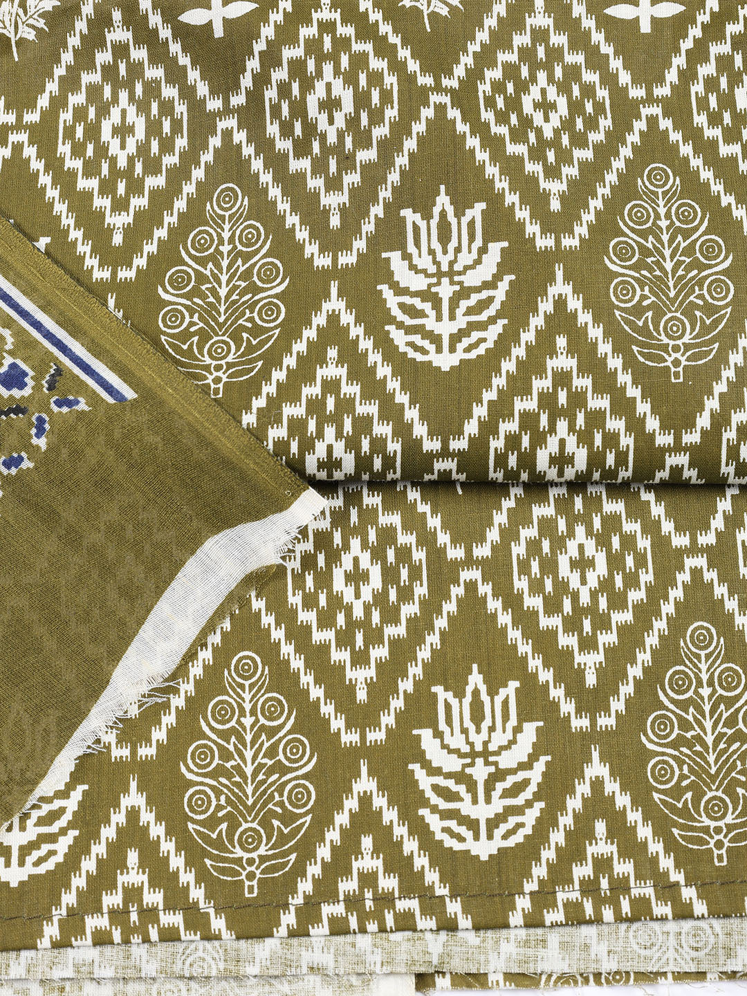Neck Patti Cotton Blend Unstitched Suit With Dupatta