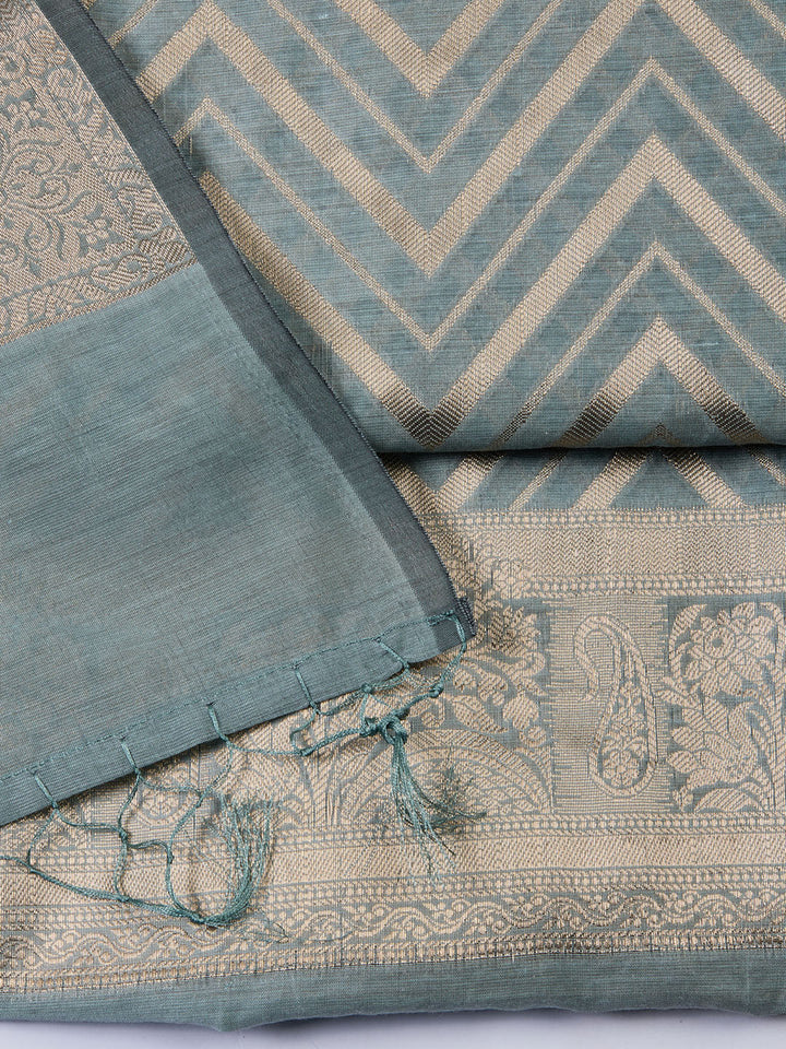 Woven Chanderi Unstitched Suit With Dupatta