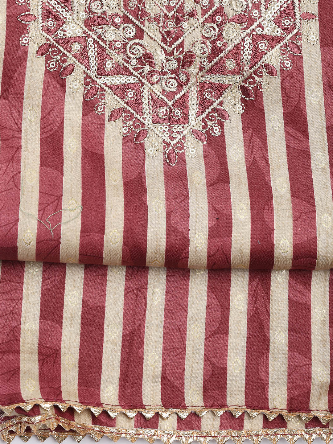 Neck Embroidered Cotton Blend Unstitched Suit Piece With Dupatta
