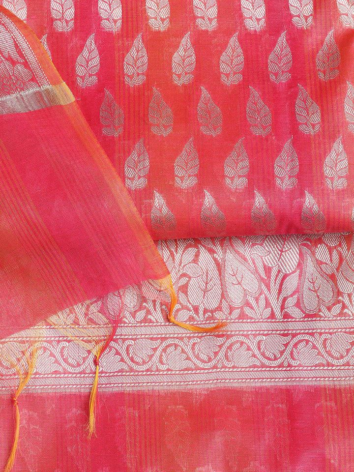 Woven Chanderi Unstitched Suit With Dupatta