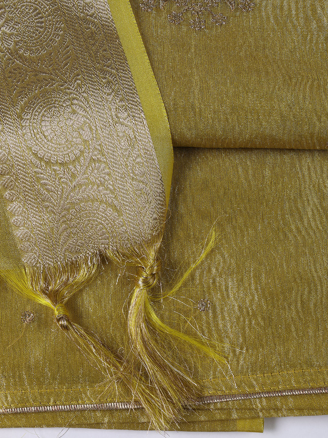 Neck Embroidered Tissue Unstitched Suit Piece With Dupatta