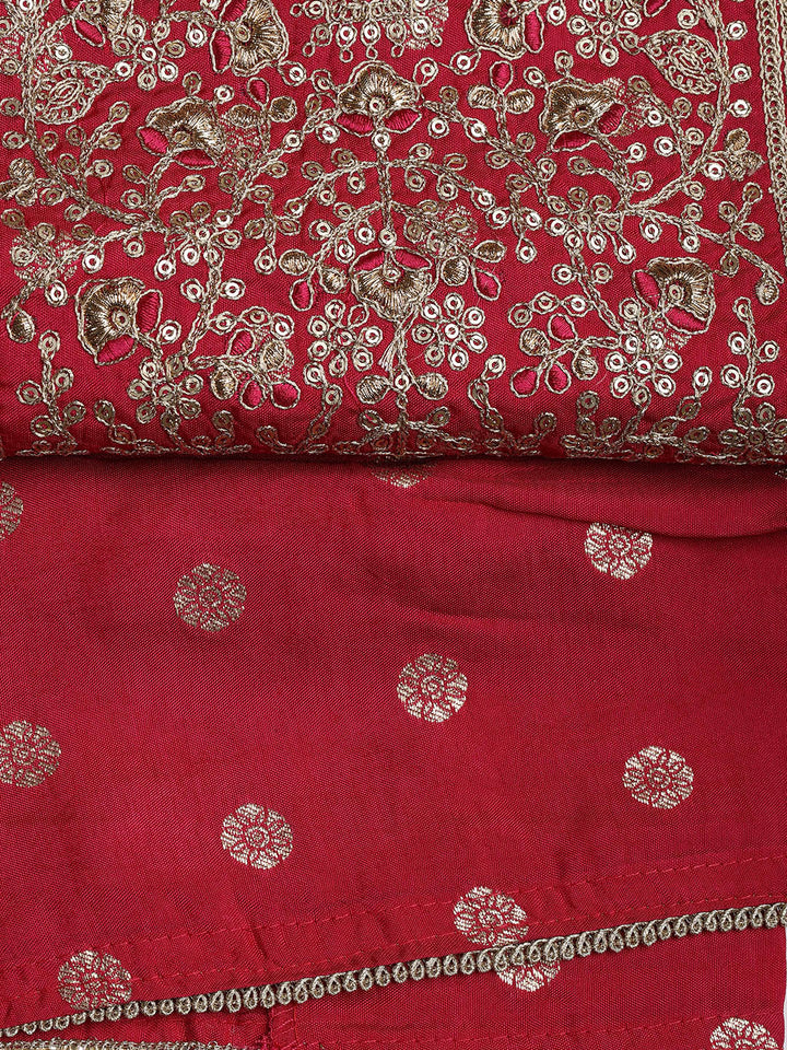 Embroidered Chanderi Unstitched Suit With Dupatta