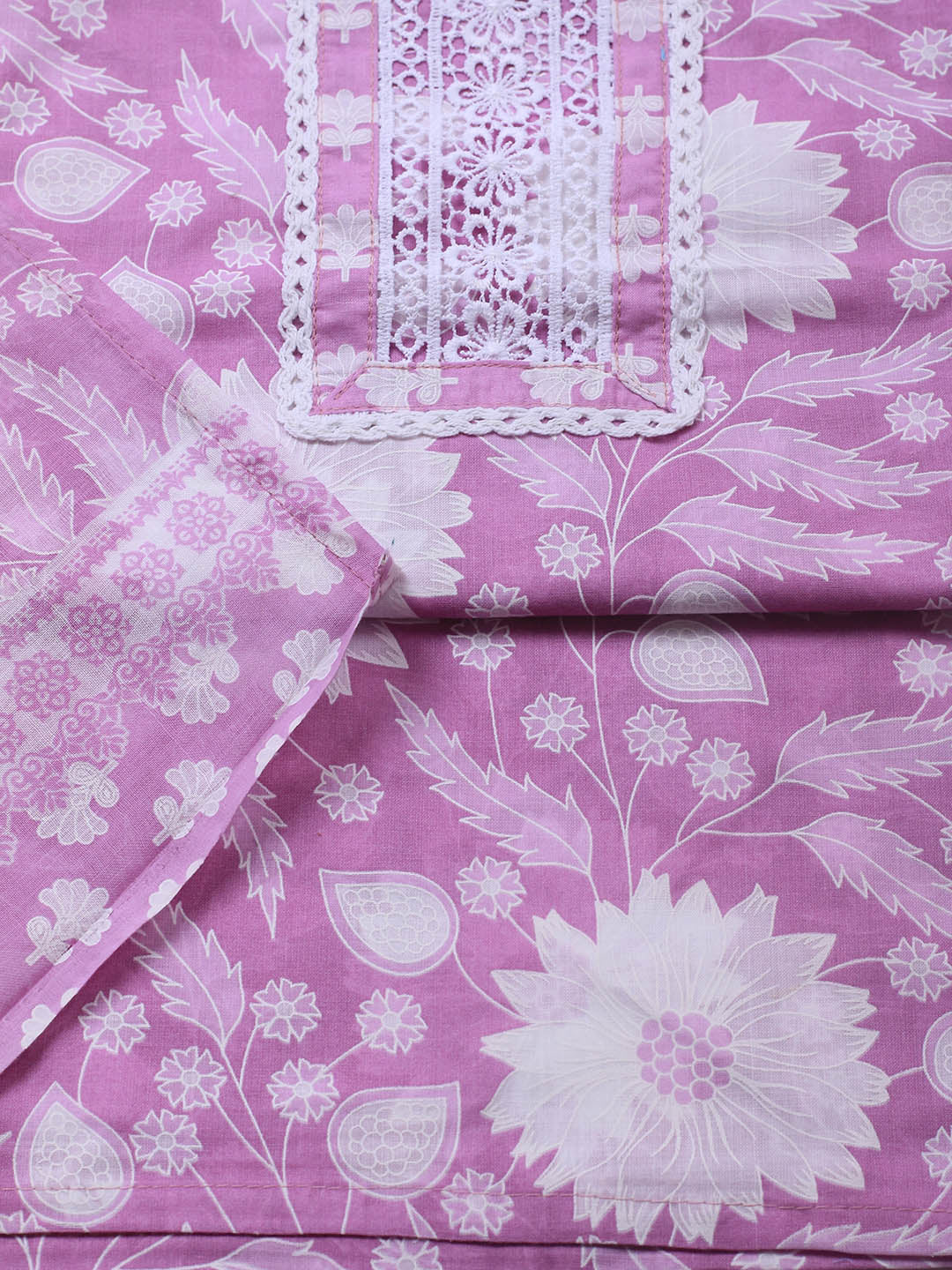 Printed Cotton Blend Unstitched Suit With Dupatta