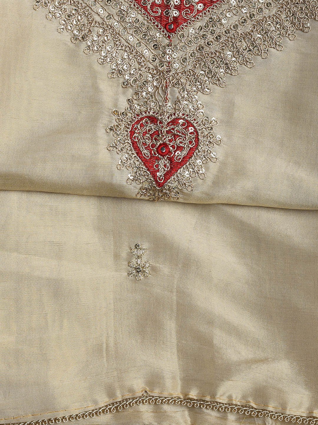 Neck Embroidery Chanderi Unstitched Suit With Dupatta