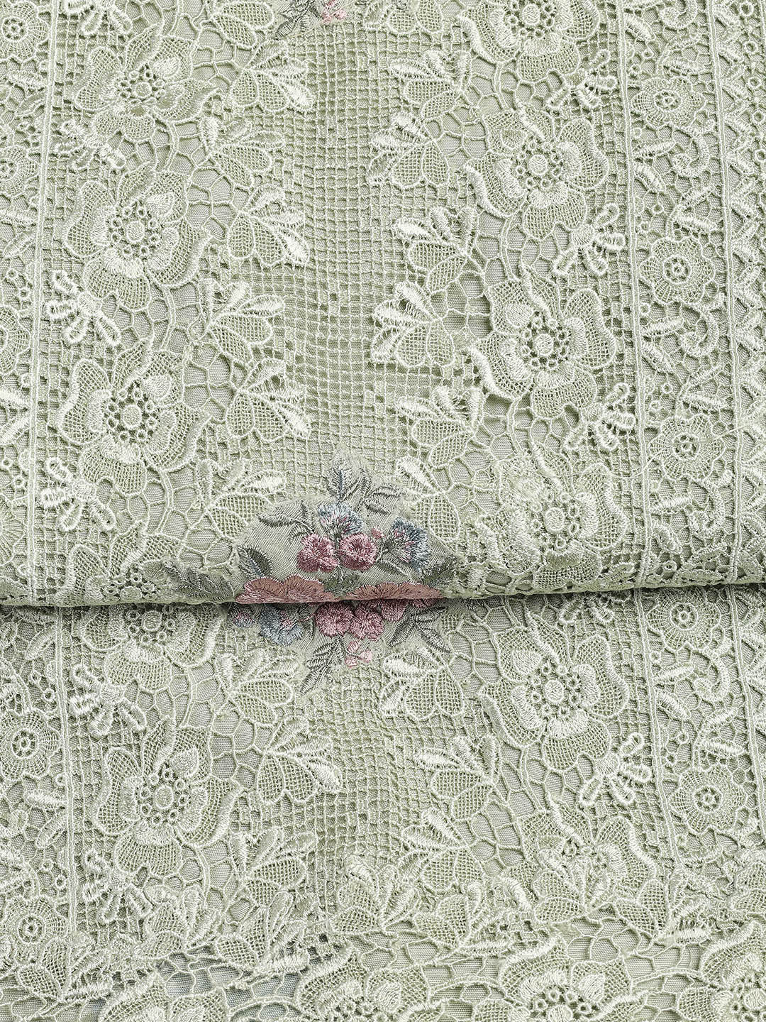 Embroidery Linen Unstitched Suit With Dupatta