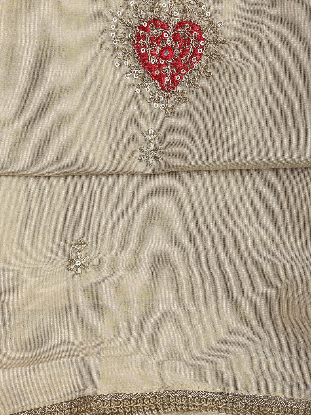 Neck Embroidery Chanderi Unstitched Suit With Dupatta