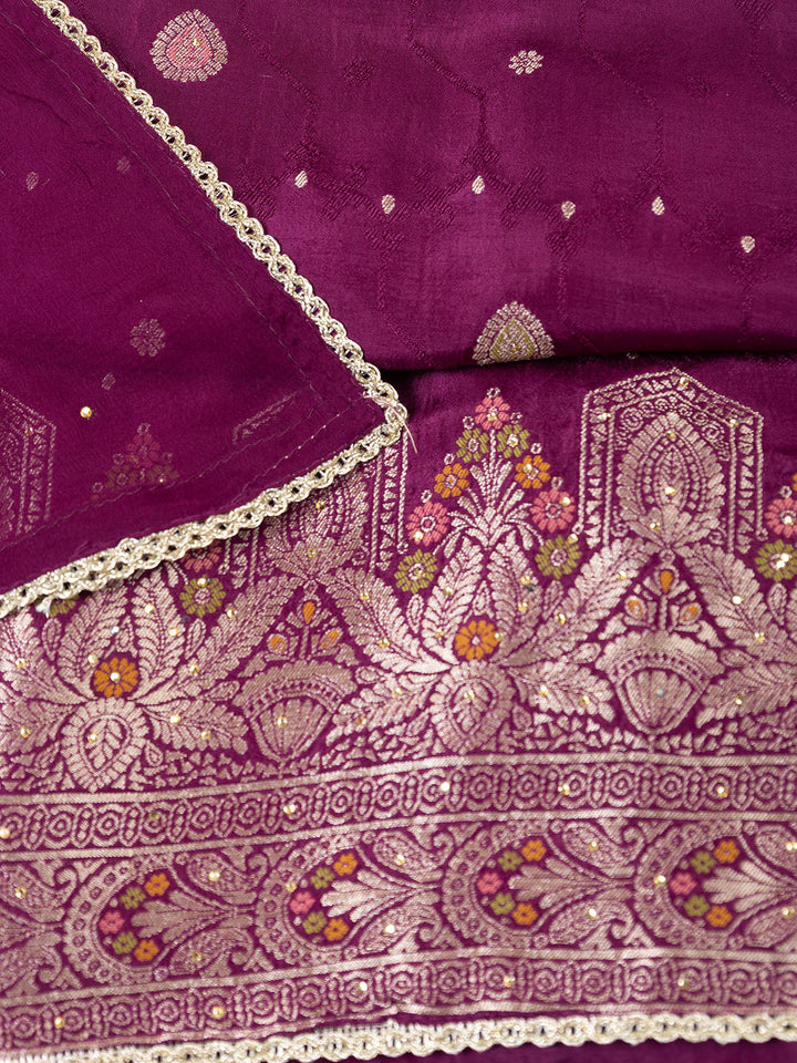 Woven Chanderi Unstitched Suit Piece With Dupatta