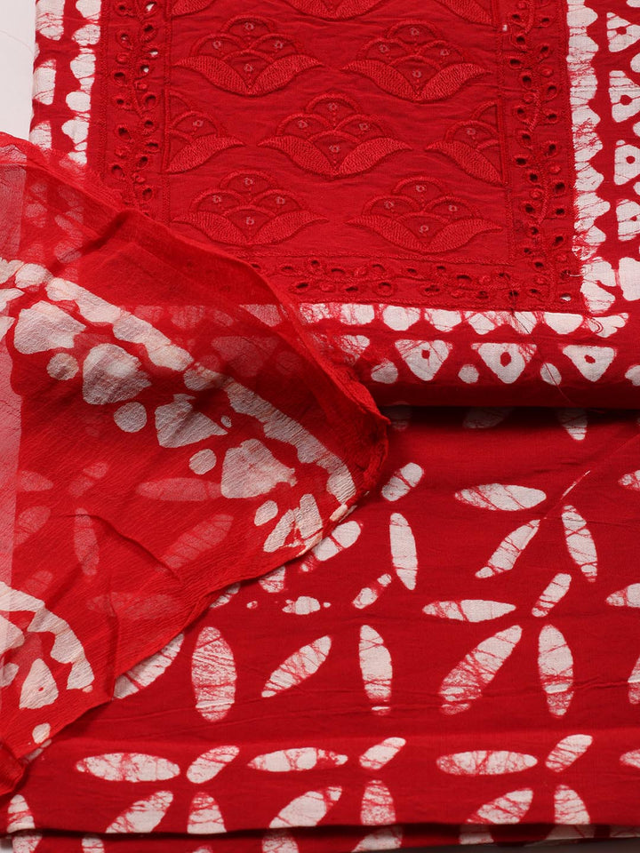 Printed Cotton Blend Unstitched Suit Piece With Dupatta