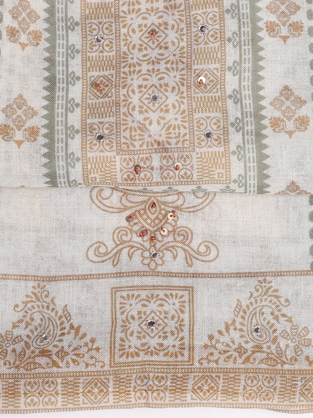 Printed Linen Unstitched Suit With Dupatta