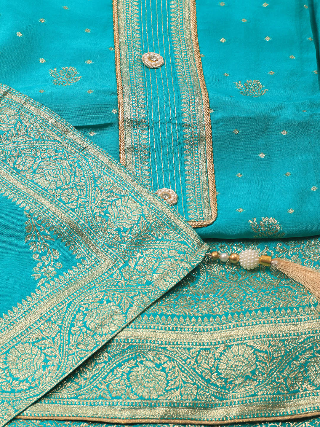 Embroidery Chanderi Unstitched Suit With Dupatta