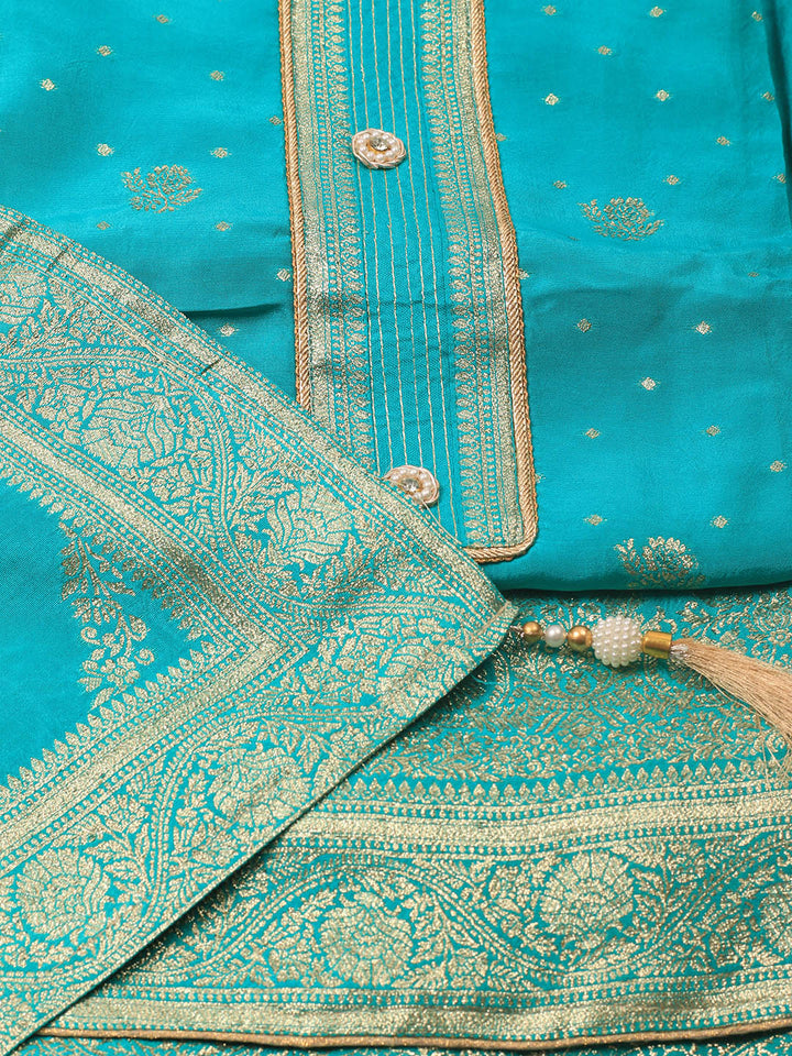 Embroidery Chanderi Unstitched Suit With Dupatta