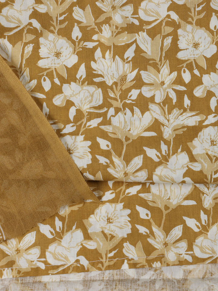Printed Cotton Blend Unstitched Suit With Dupatta