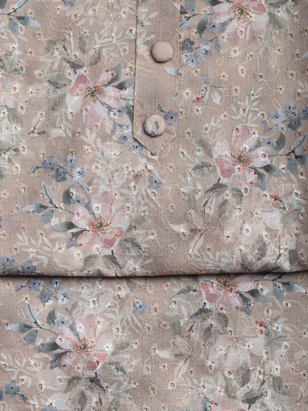 Printed Cotton Blend Unstitched Suit With Dupatta
