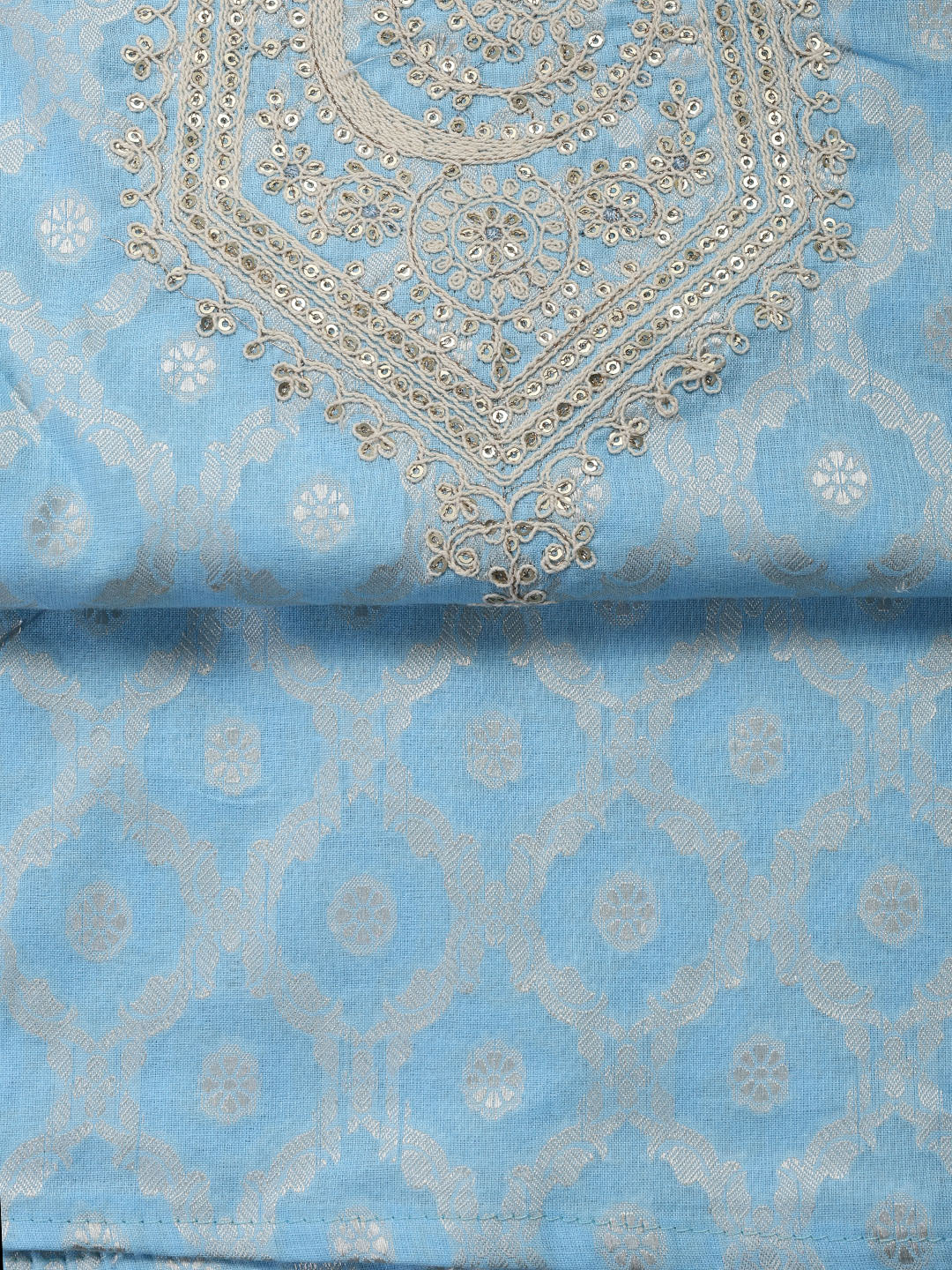 Woven Embroidered Cotton Blend Unstitched Suit With Dupatta