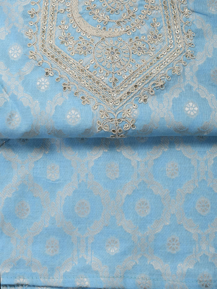 Woven Embroidered Cotton Blend Unstitched Suit With Dupatta