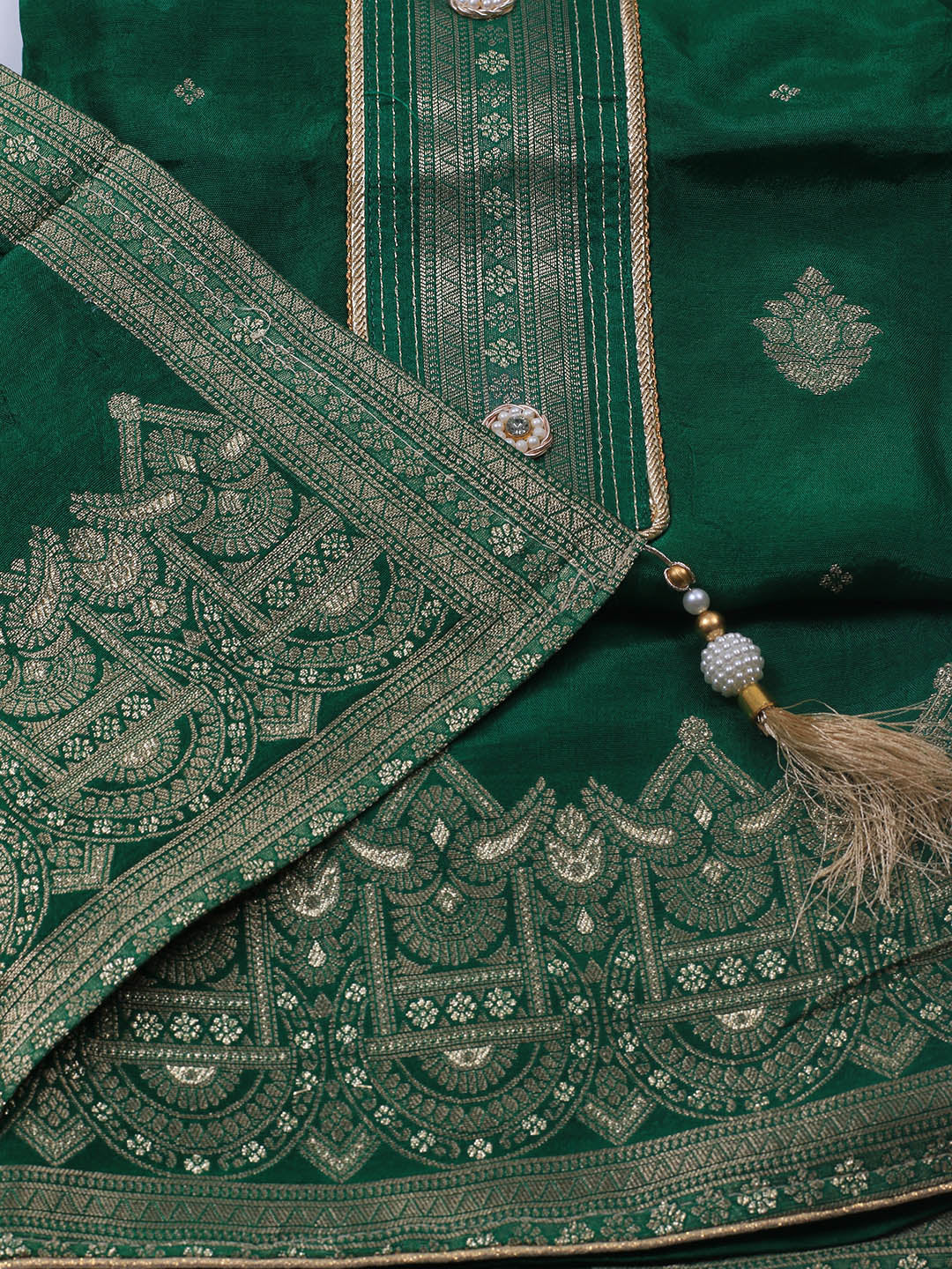 Embroidery Chanderi Unstitched Suit With Dupatta