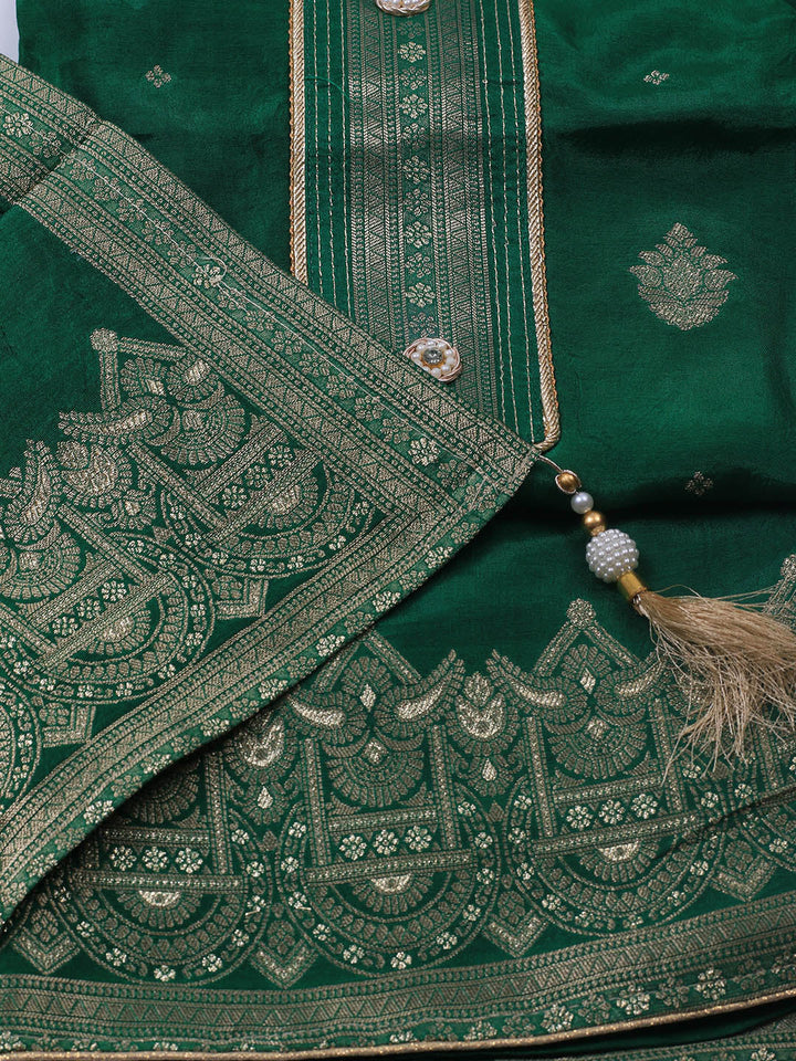 Embroidery Chanderi Unstitched Suit With Dupatta