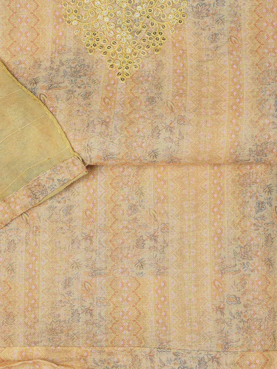Neck Embroidery Linen Unstitched Suit With Dupatta