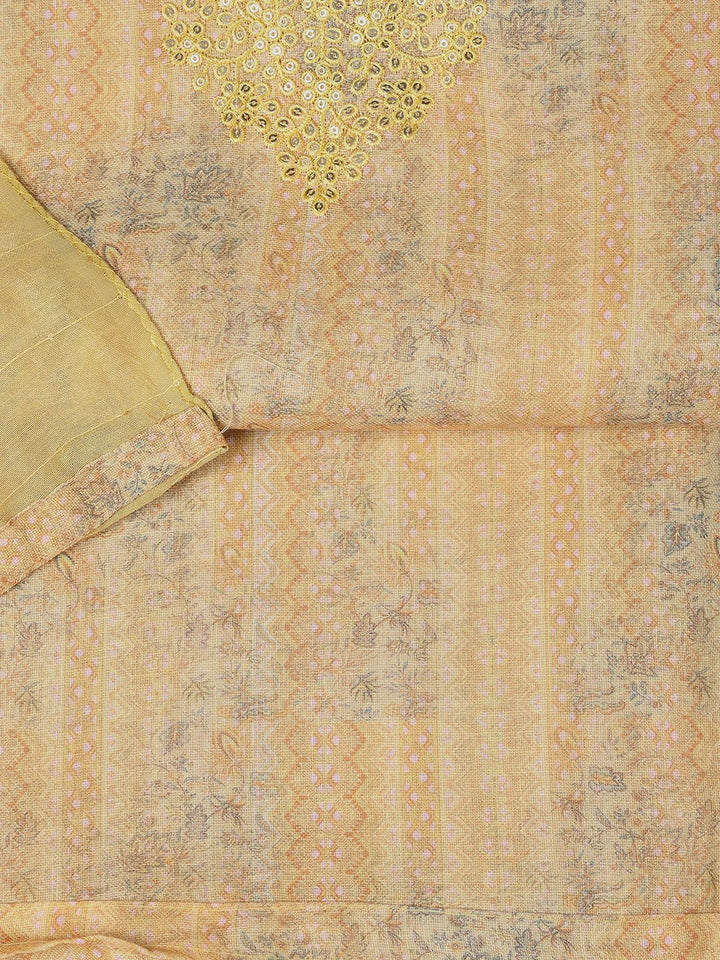 Neck Embroidery Linen Unstitched Suit With Dupatta